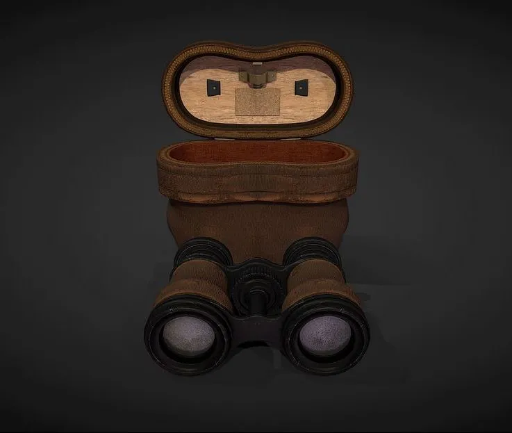 PBR Game 3D Models – Antique Binoculars with Case