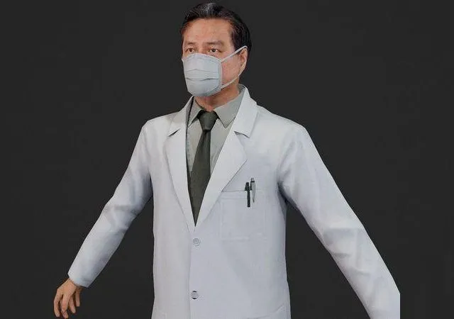 PBR Game 3D Models – Asian doctor scientist specialist teacher