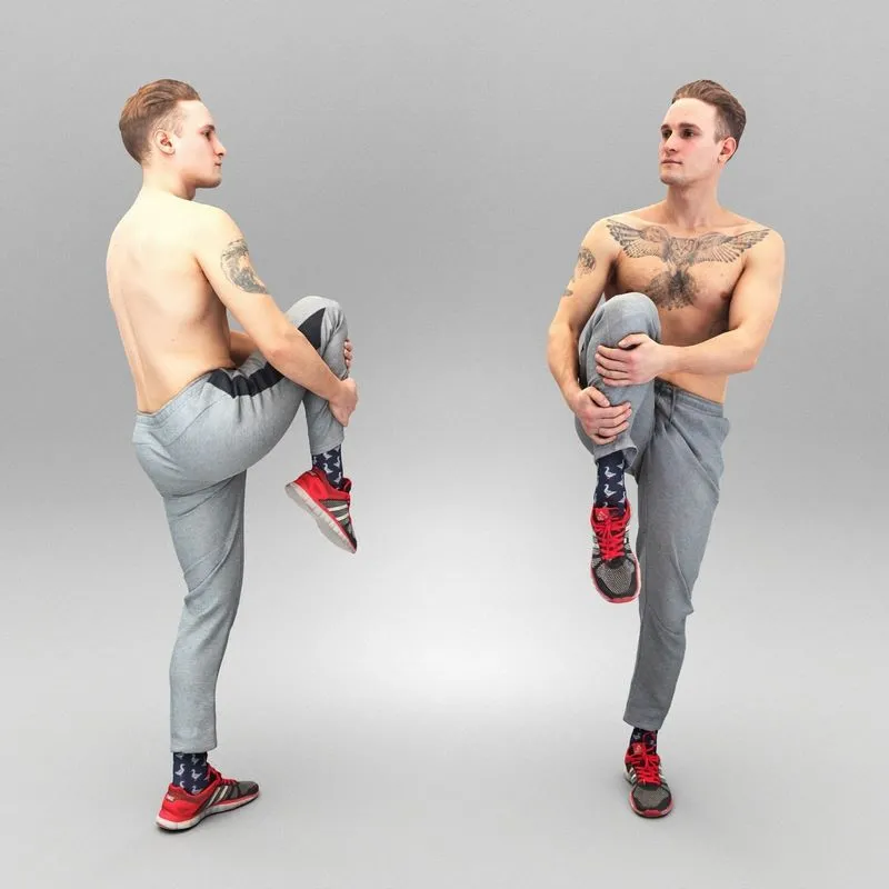 PBR Game 3D Models – Athletic man stretching leg 366