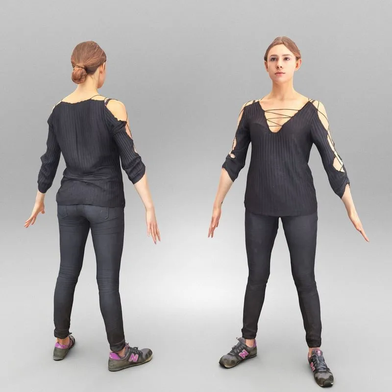 PBR Game 3D Models – Beautiful woman in casual ready for animation 353