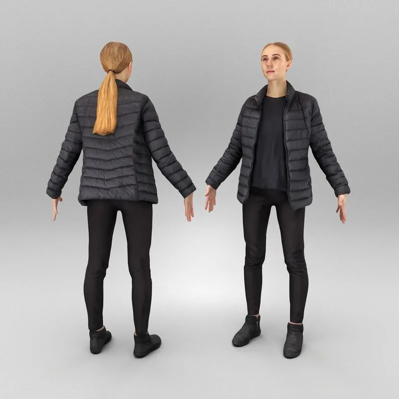 PBR Game 3D Models – Beautiful woman in street style in A-pose 456