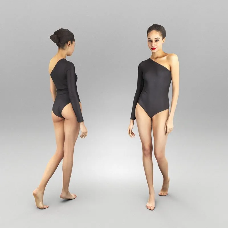 PBR Game 3D Models – Beautiful young woman in bodysuit walking 372