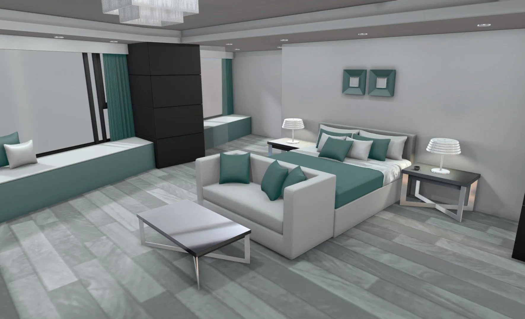 PBR Game 3D Models – Bedroom Hotel Suite 2020 02
