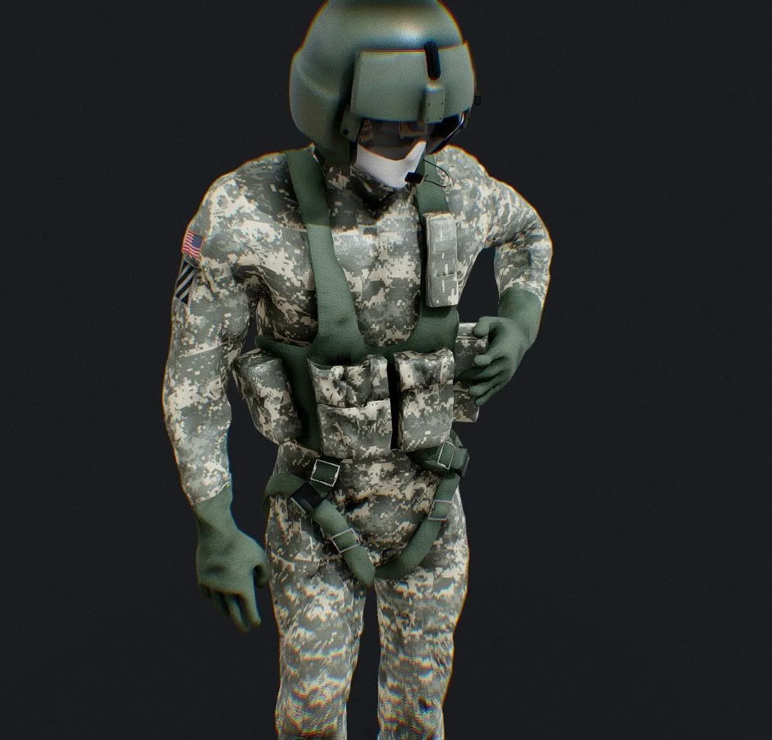 PBR Game 3D Models – Black Hawk Helicopter Pilot