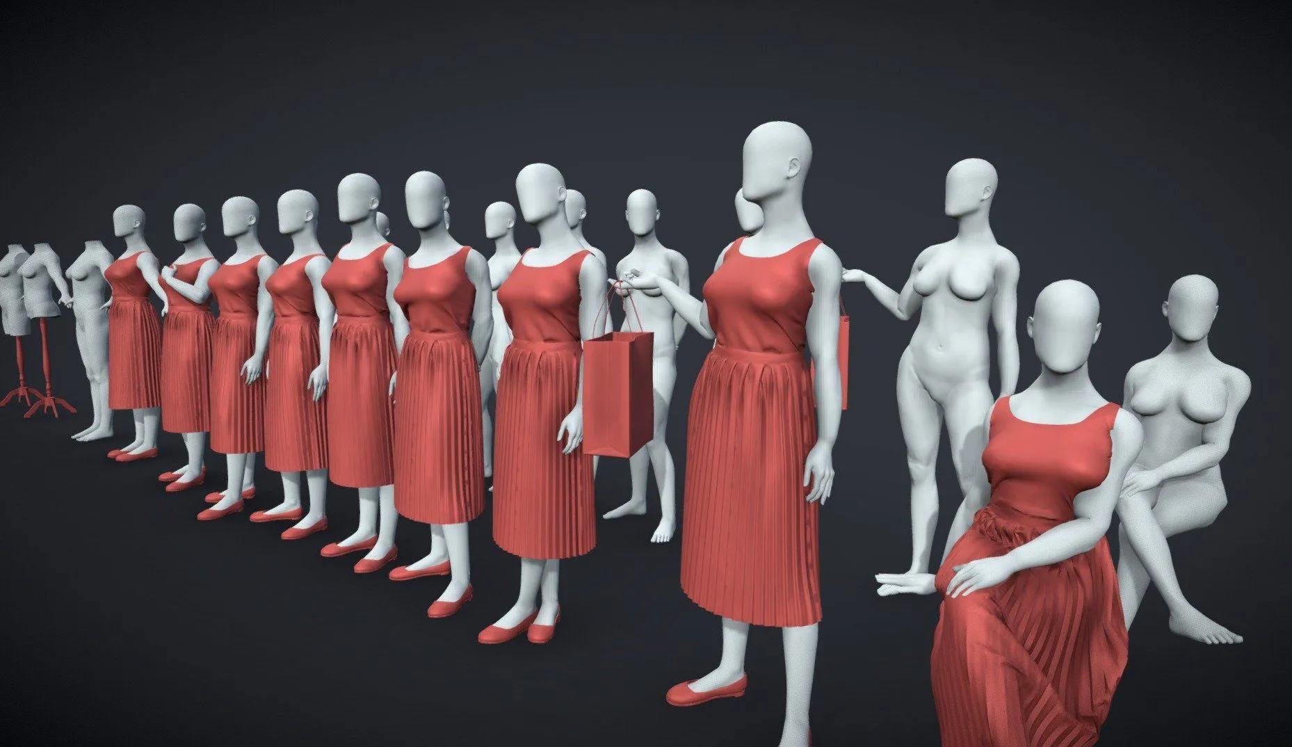 PBR Game 3D Models – Blenderrig Female Mannequin Set For Sculpting