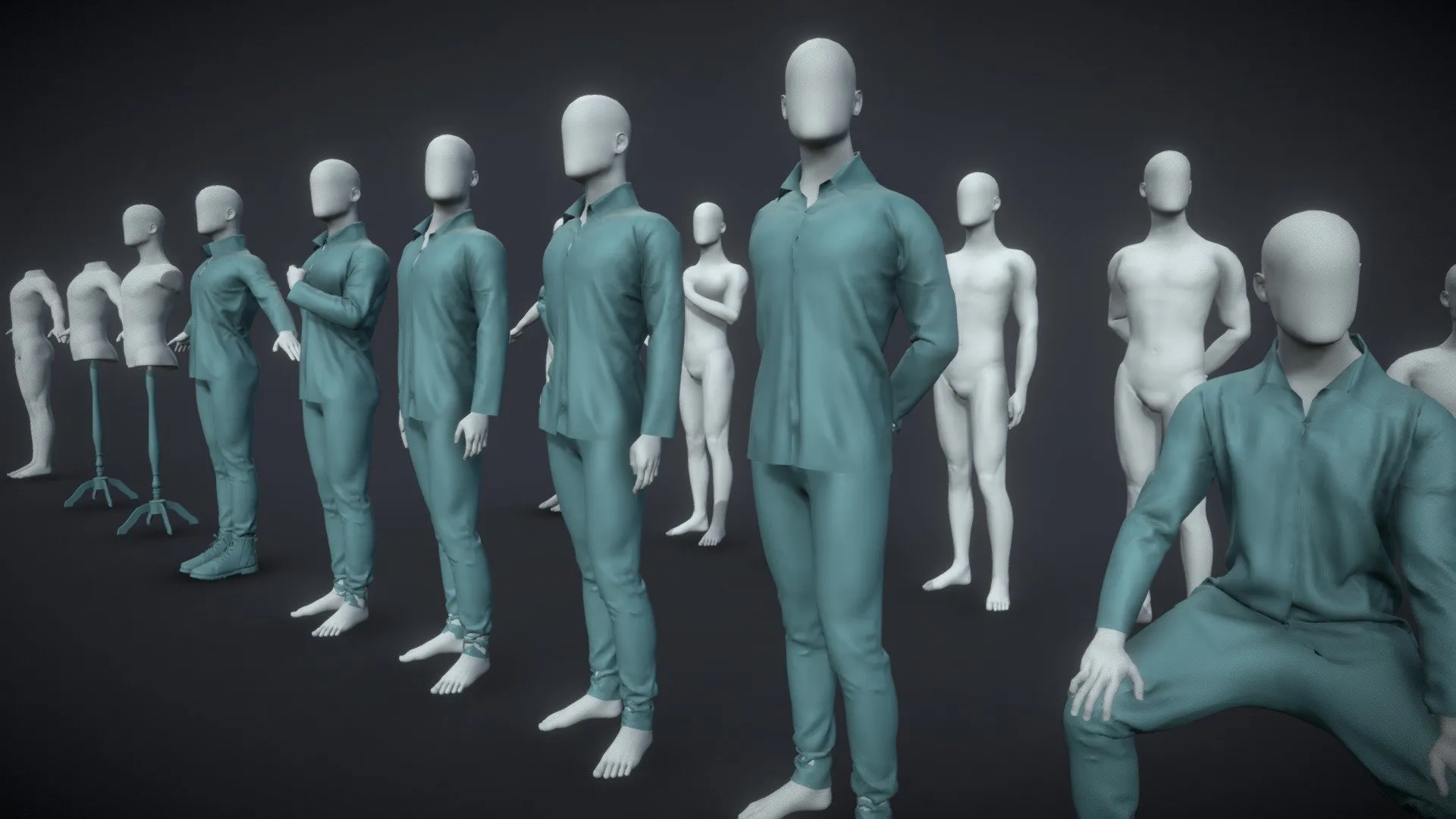 PBR Game 3D Models – Blenderrig Male Base Mannequin Set For Sculpting
