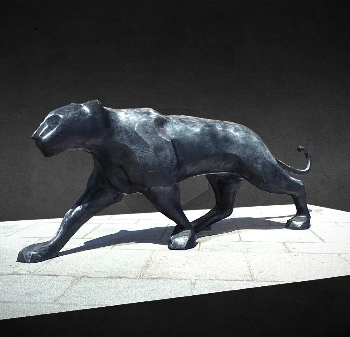 PBR Game 3D Models – Bronze Sculpture Black Panther