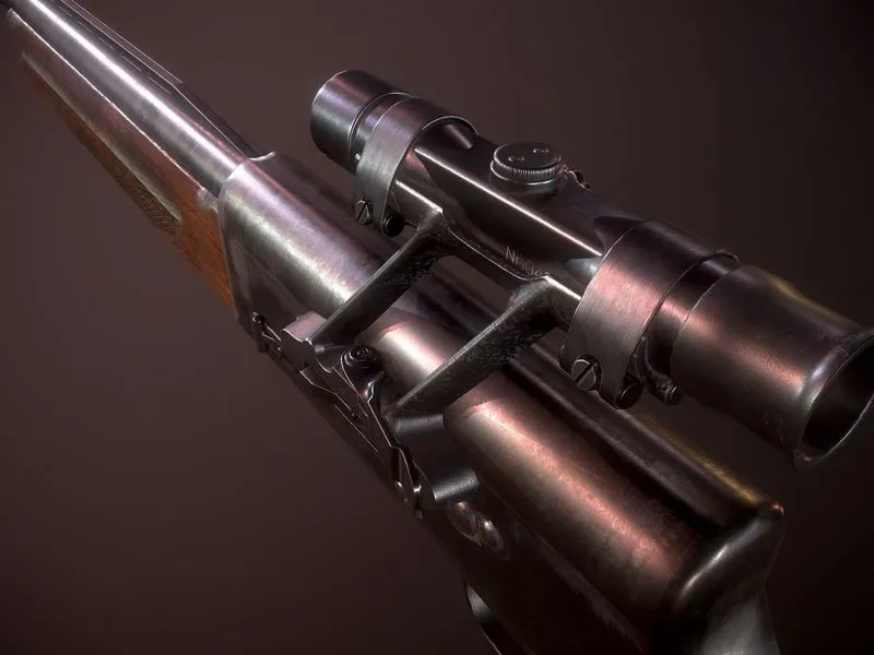 PBR Game 3D Models – Browning A5 Shotgun with scope
