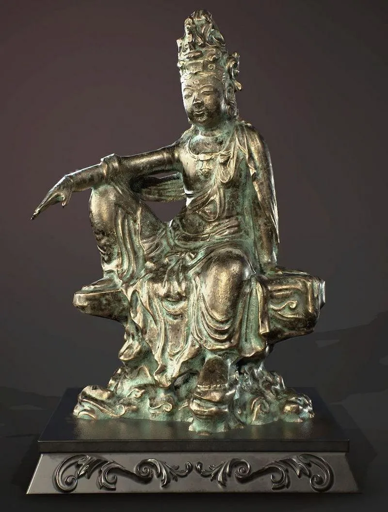 PBR Game 3D Models – Budha Bronze statue