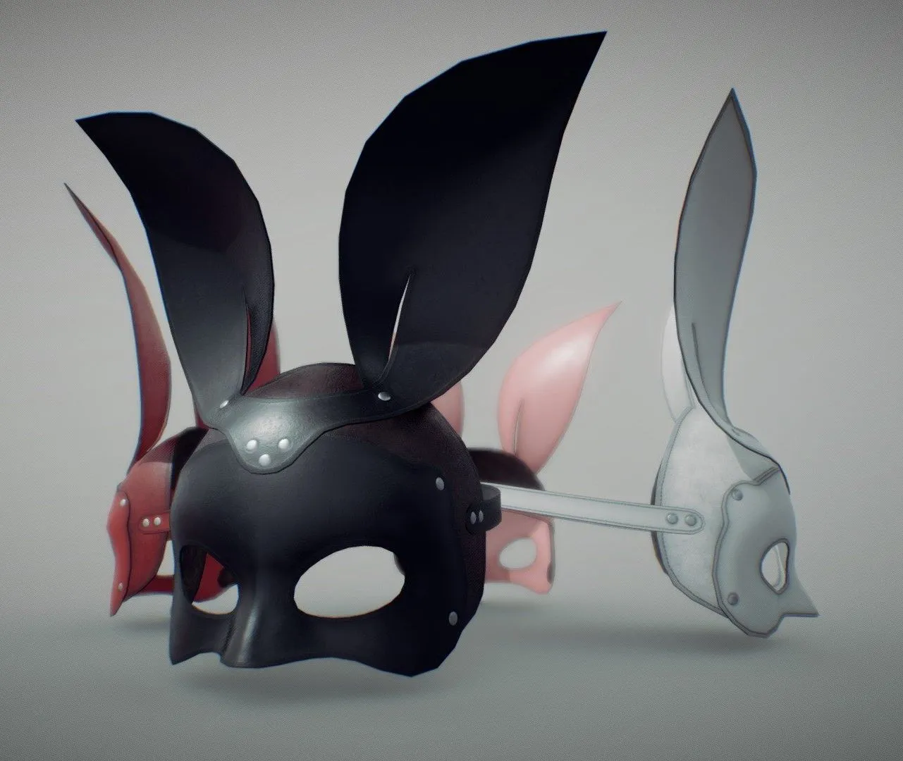 PBR Game 3D Models – Bunny Rabbit Leather Face Mask Multi Color Set