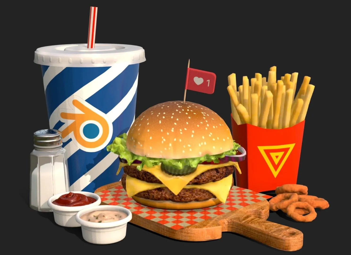 PBR Game 3D Models – Burger Combo B28