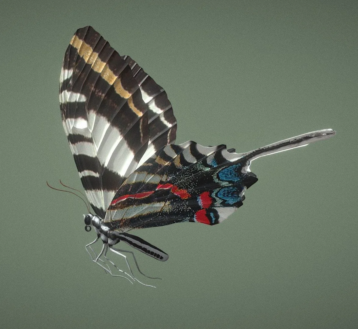 PBR Game 3D Models – Butterfly Photographium Marcellus