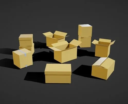 PBR Game 3D Models – Cardboard Box Pack   8 In 1