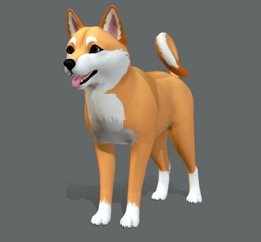 PBR Game 3D Models – Cartoon Dog Shiba Inu