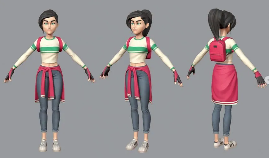 PBR Game 3D Models – Cartoon girl