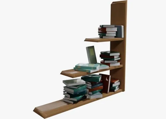 PBR Game 3D Models – Cartoon Wall shelf with books