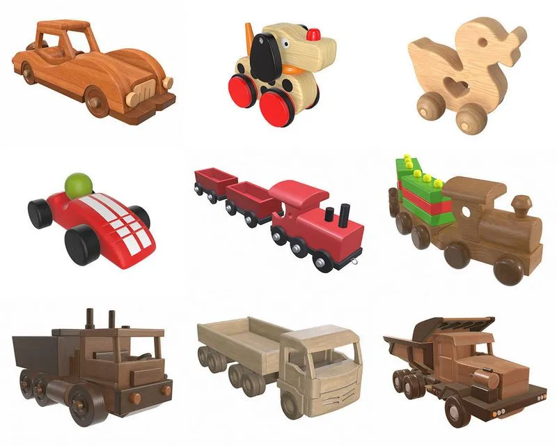 PBR Game 3D Models – Children wood toys pbr part 1
