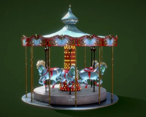 PBR Game 3D Models – Christmas Carousel Horses