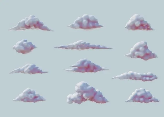 PBR Game 3D Models – Clouds Pack   12 In 1