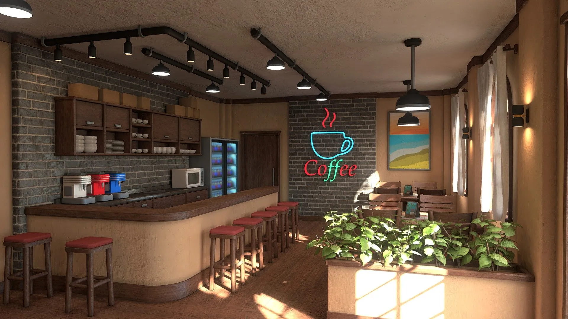 PBR Game 3D Models – Coffee Shop