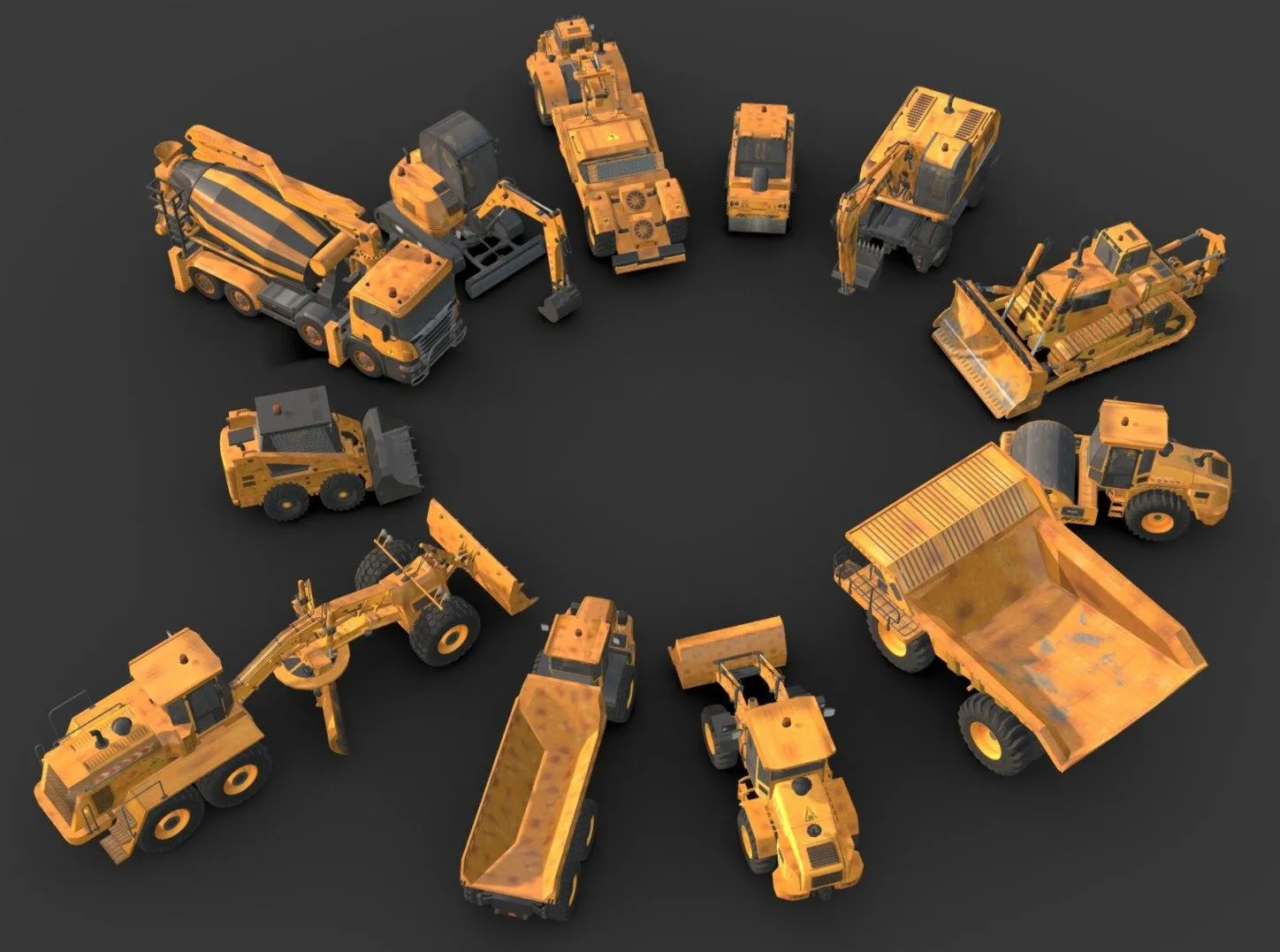 PBR Game 3D Models – Construction Vehicles Pack