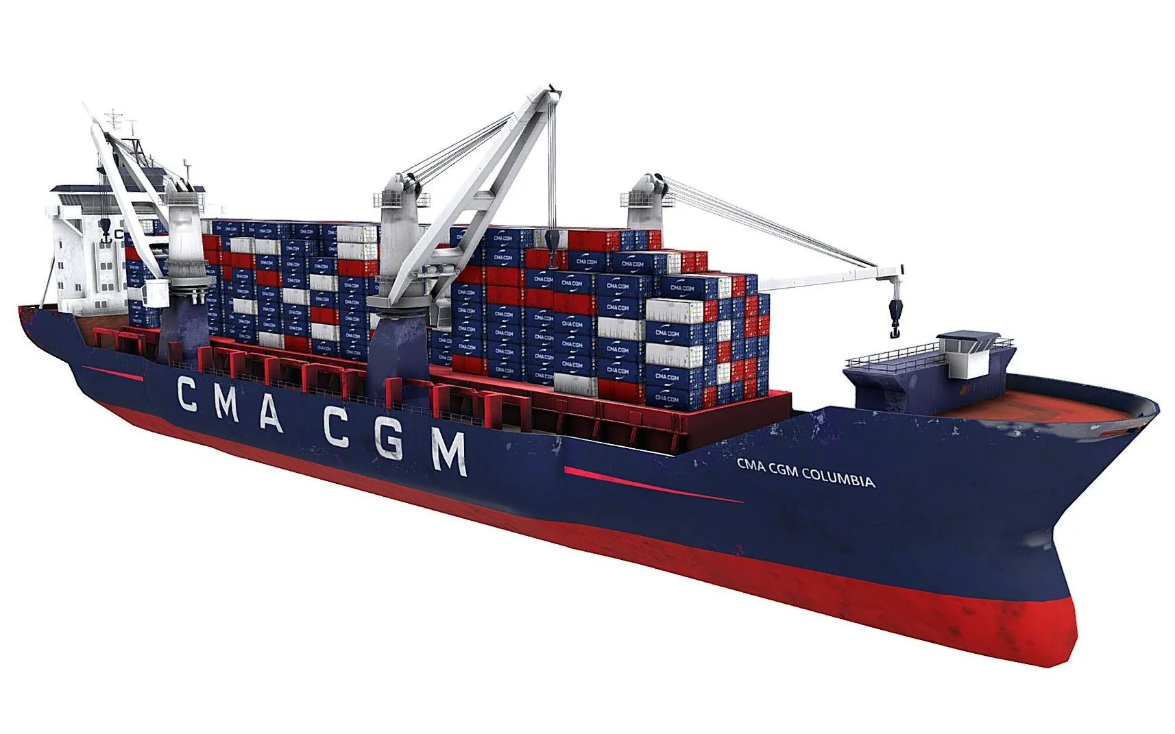 PBR Game 3D Models – Container Cargo Ship Cma Cgn Livery