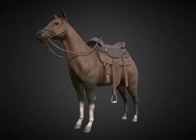 PBR Game 3D Models – Cowboy Horse Gameready Model