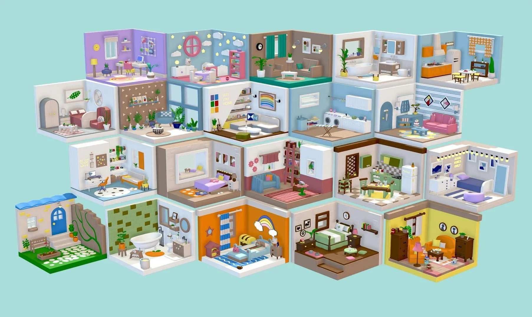 PBR Game 3D Models – Cozy Cartoon Rooms Interior