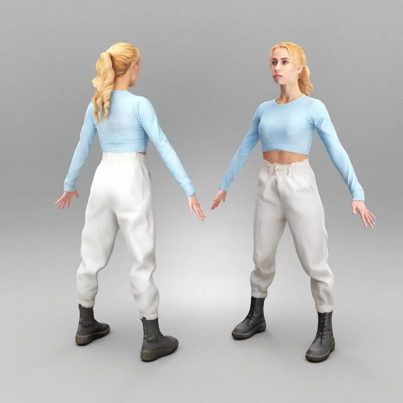 PBR Game 3D Models – Cute woman ready for animation 363