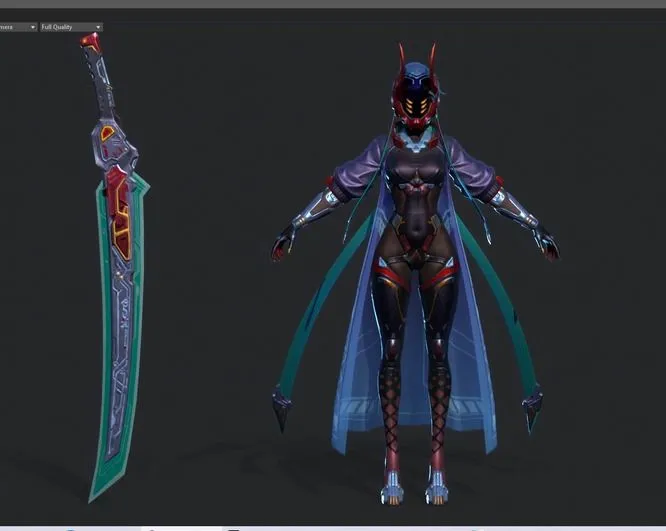 PBR Game 3D Models – Cyberpunk female swordsmen