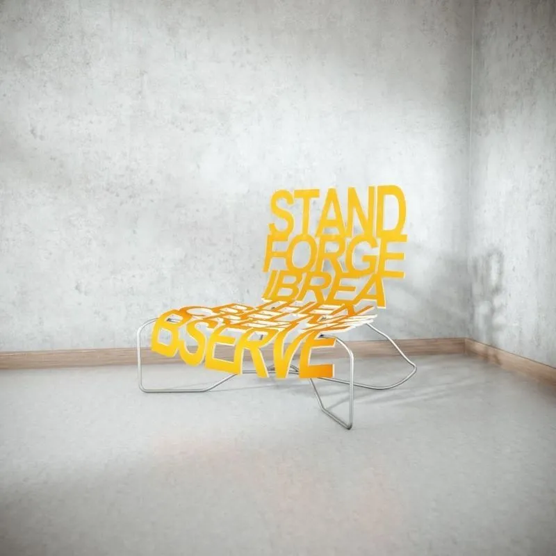 PBR Game 3D Models – Designer Chair with Inscriptions