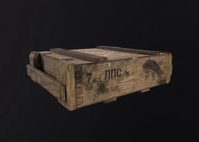 PBR Game 3D Models – Dirty Soviet ammunition crate