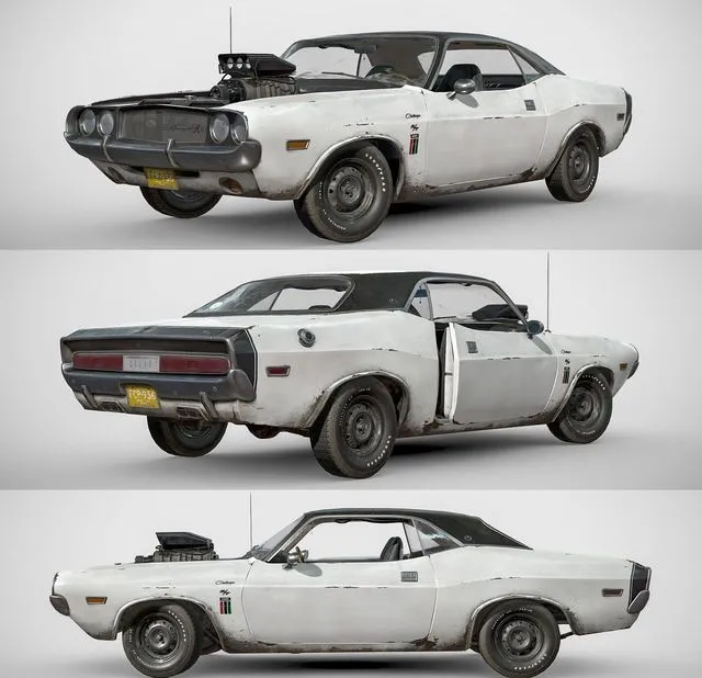 PBR Game 3D Models – Dodge Charger 1968 White Ghost BXbwlk