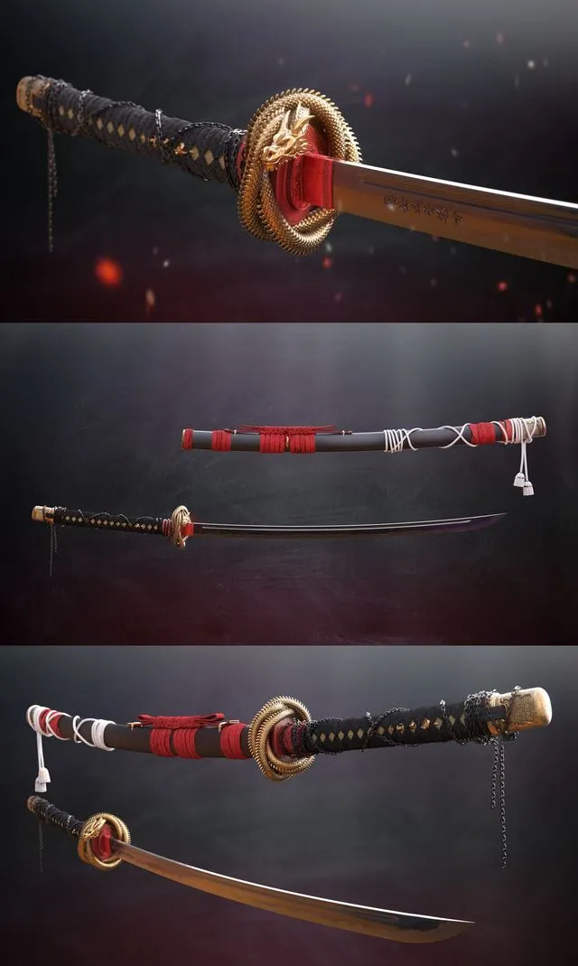 PBR Game 3D Models – Dragon Katana