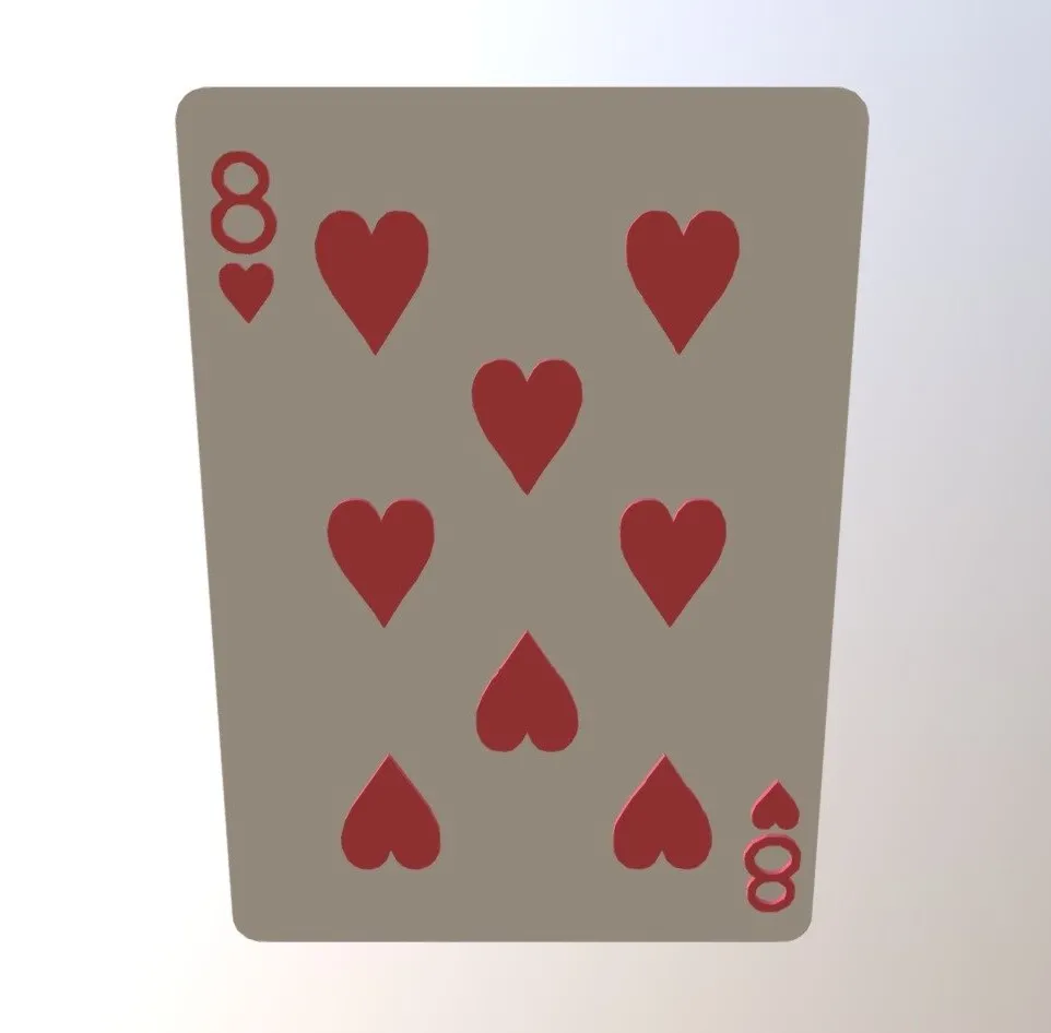 PBR Game 3D Models – Eight Of Hearts Poker Card