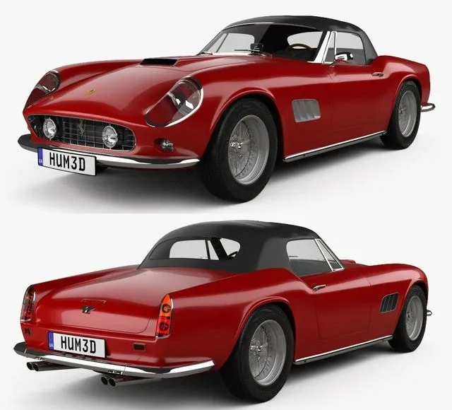 PBR Game 3D Models – Ferrari 250 GT California SWB Spyder with HQ interior 1958