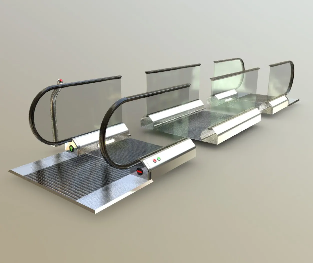 PBR Game 3D Models – Flat Escalator Travelator Slide Bridge Kit