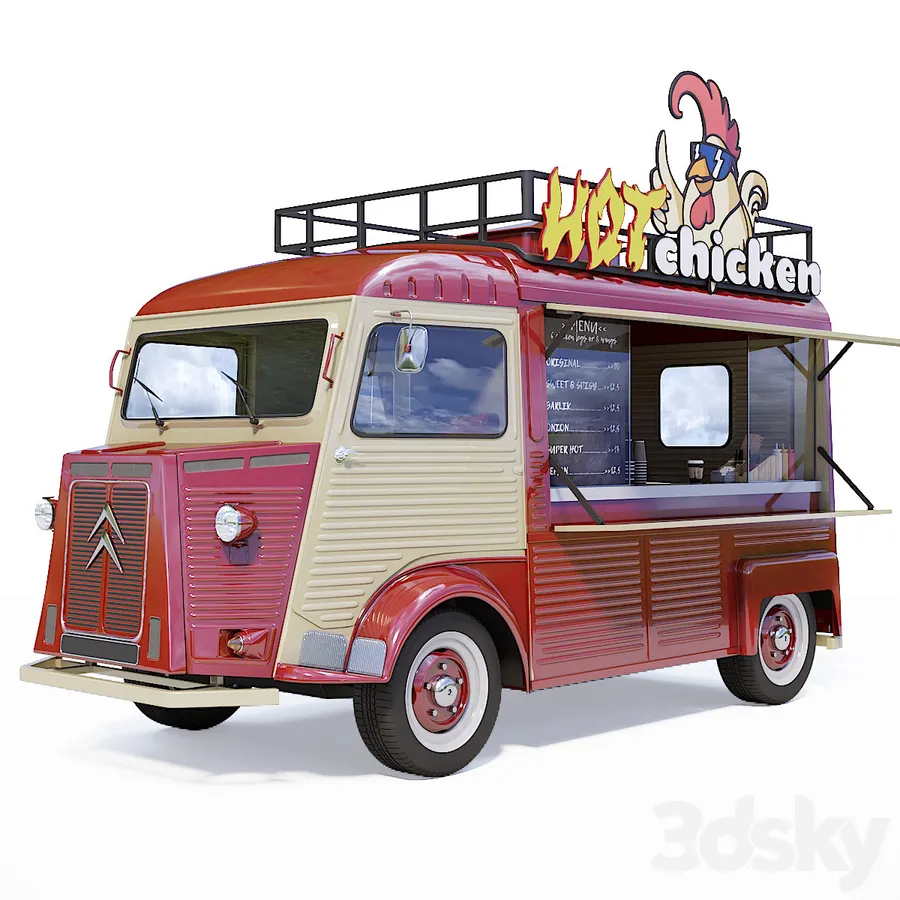 PBR Game 3D Models – Food truck Citroën Type H