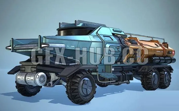 PBR Game 3D Models – Futuristic Fuel Truck ZIL – 1300