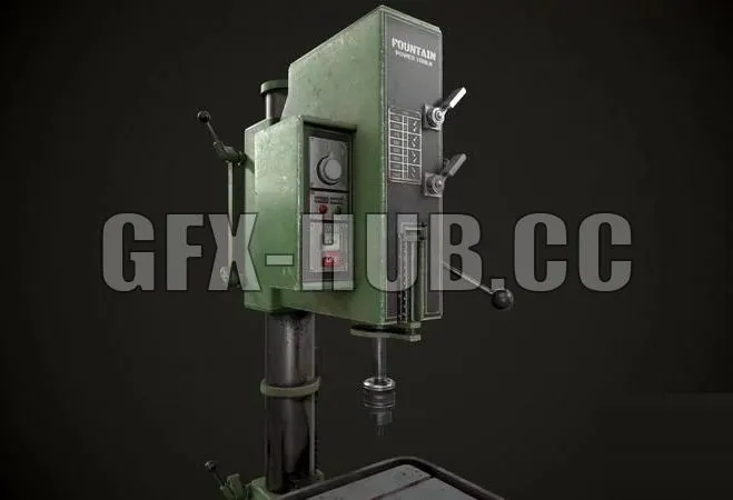 PBR Game 3D Models – Gear Head Drill Press