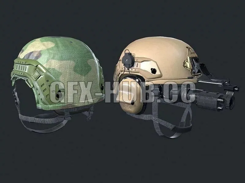 PBR Game 3D Models – G&F&X-H#U#B.cc-ACH and ARCH helmet with PVS-14 Night Vision Monocular