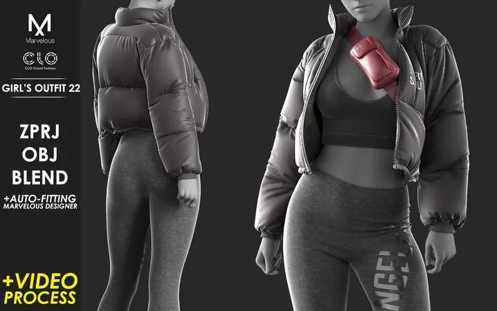 PBR Game 3D Models – Girls Outfit 22 – Marvelous Designer