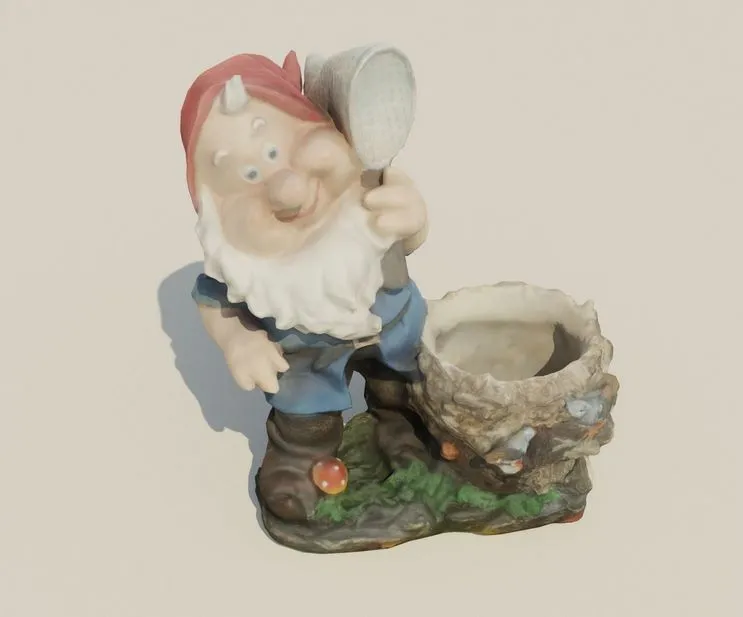PBR Game 3D Models – Gnome with flowerpot