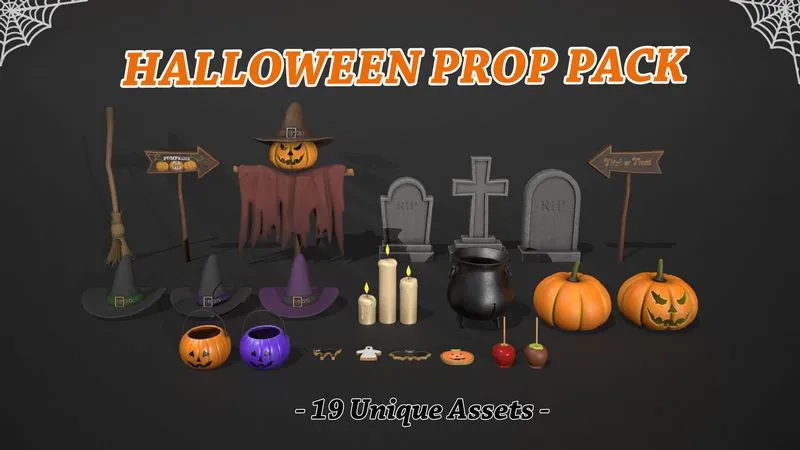 PBR Game 3D Models – Halloween Prop Pack