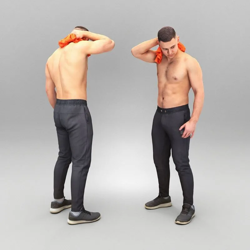 PBR Game 3D Models – Handsome sporty man holding towel 377