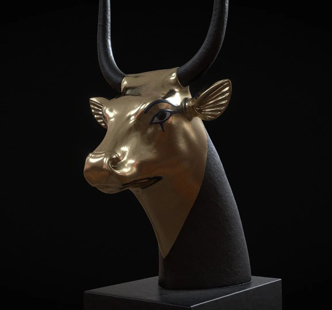 PBR Game 3D Models – Hathor Cow Head Gilded Head Of Hathor