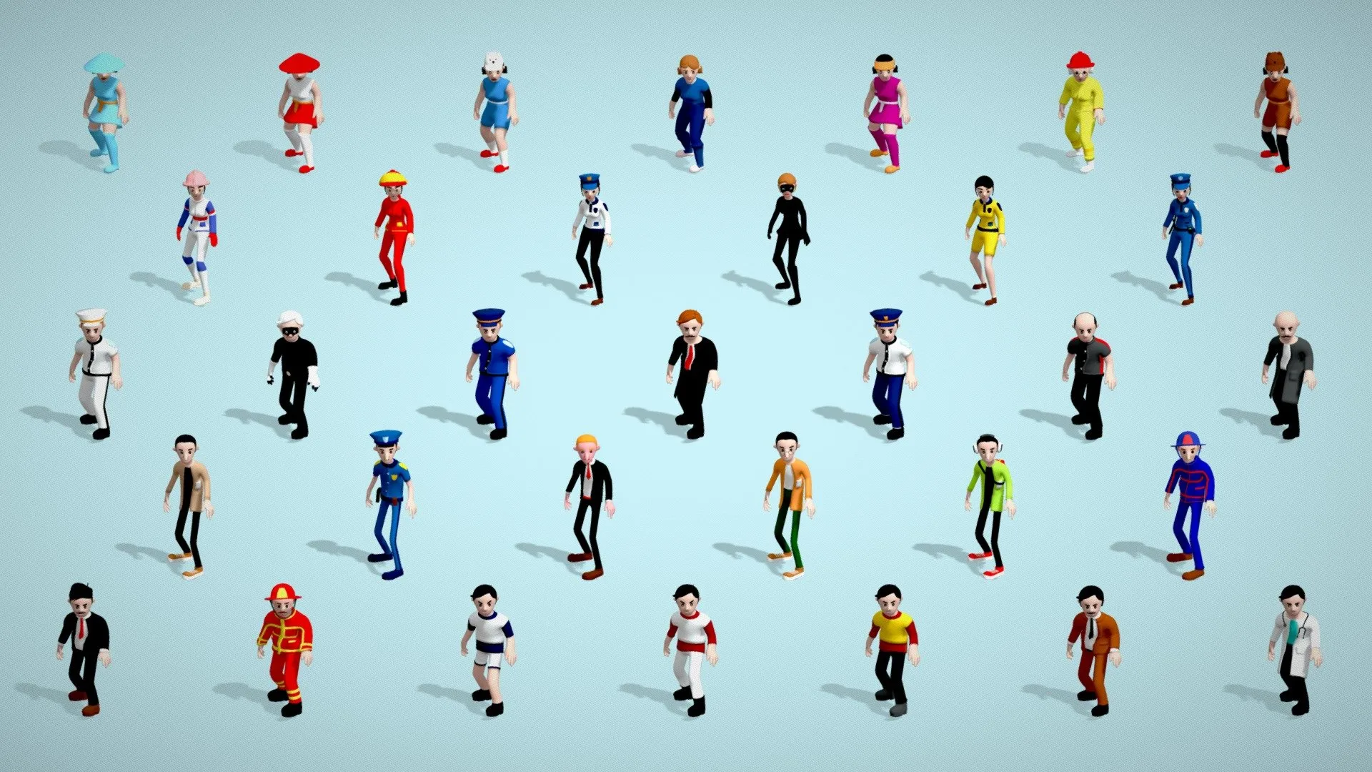 PBR Game 3D Models – Hyper Casual Cartoon Stylized Characters Pack