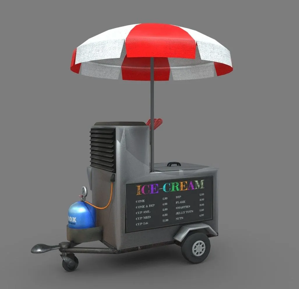 PBR Game 3D Models – Ice Cream Food Cart