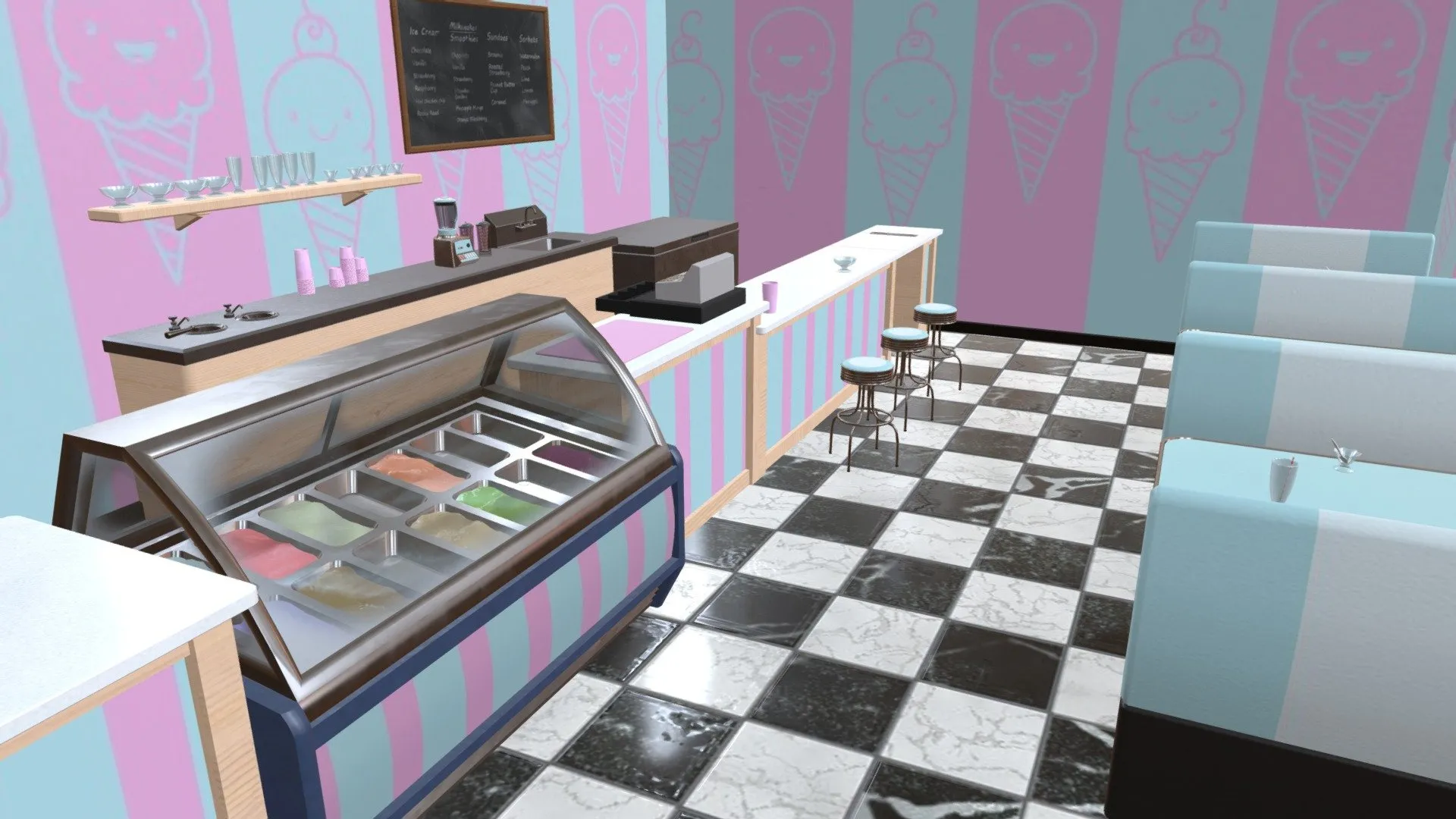 PBR Game 3D Models – Ice Cream Parlor