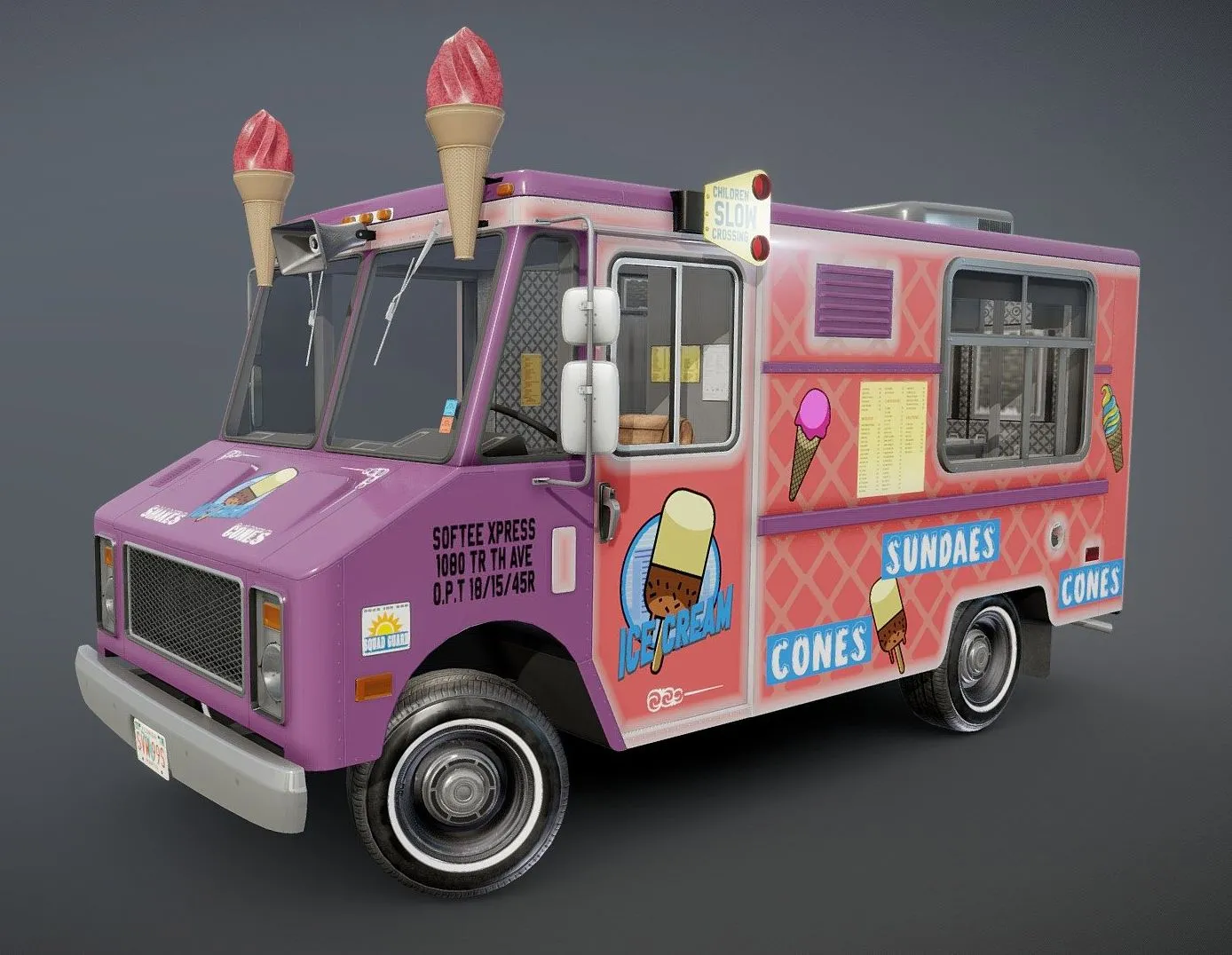 PBR Game 3D Models – Icecream Truck